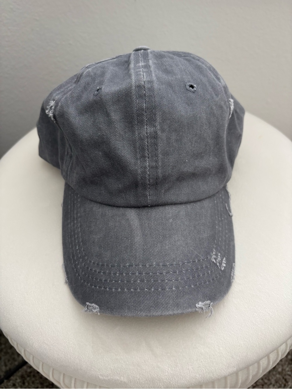 Women’s Distressed Gray Ball Cap 100% Cotton